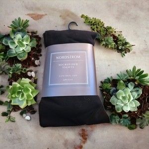 Nordstrom Microfiber Tights Control Top Black QPetite NWT